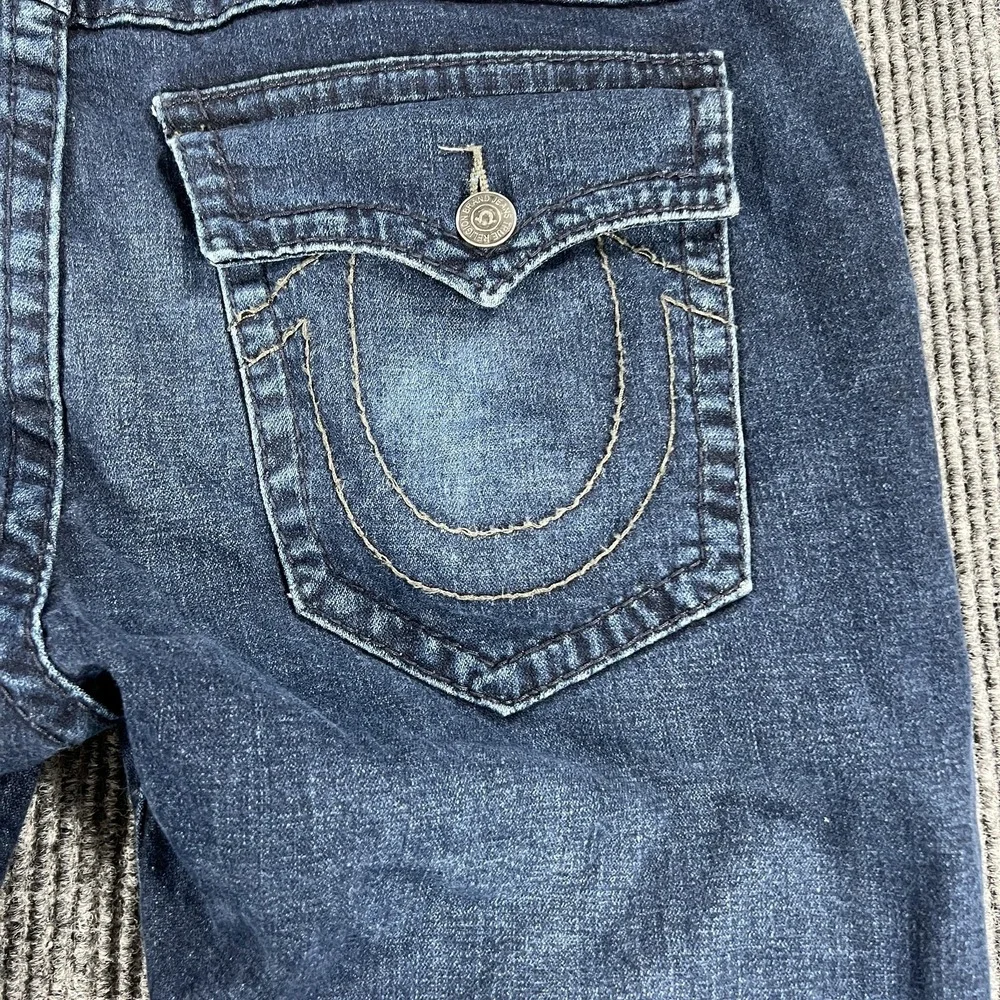 True Religion Rocco Jeans Mens 40 Distressed Relaxed Skinny‎ Big T Flap Pocket